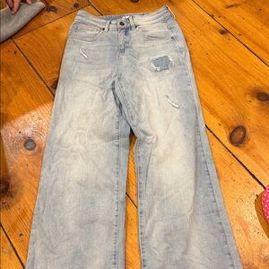 Carve Designs Light Wash Wide-Leg Distressed Jeans